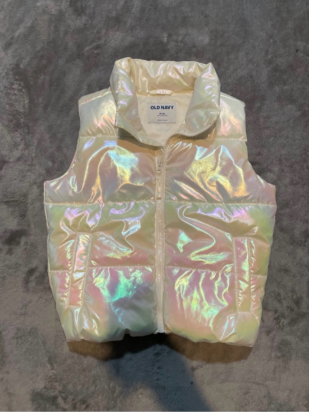 Old Navy Iridescent Cream Puffer Vest for Kids